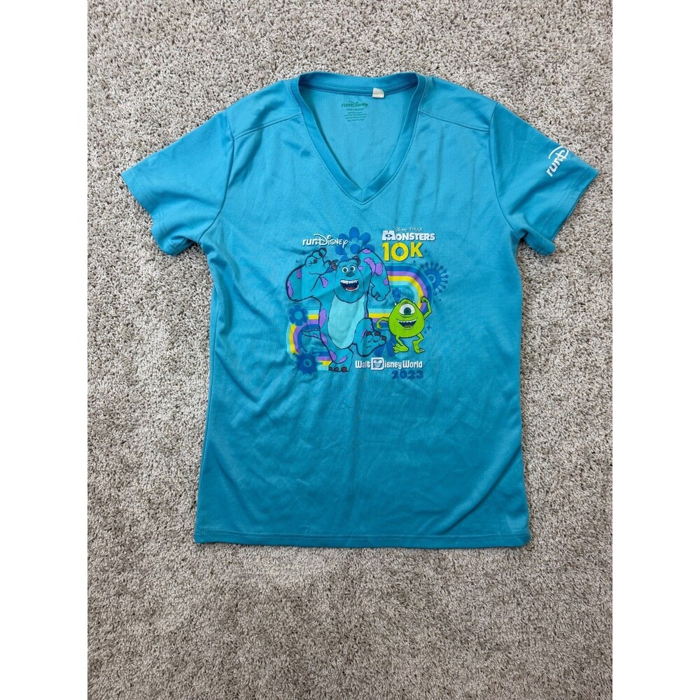 runDisney Monsters 10K 2023 Womens Shirt Disney World Sulley Mike Wazowski Blue